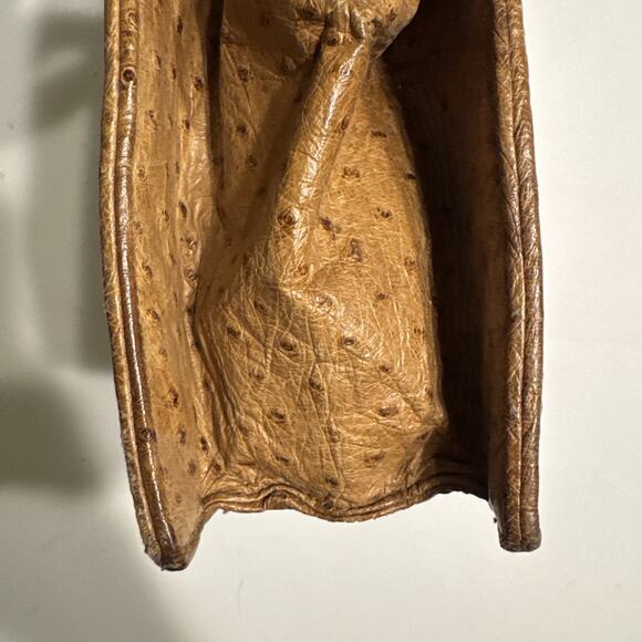 Vintage BrownOstrich Leather Small Hand Bag - Picture 3 of 13